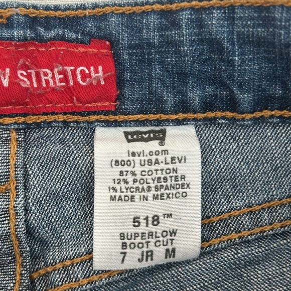518 Levi’s Straus Superlow Stretch boot cut. 7Jr M 87% Cotton 12% Polyester (2) - Picture 5 of 6